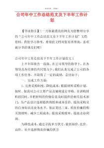 公司年中工作总结范文及下半年工作计划