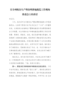 领导讲话在全州粮食生产暨治理耕地抛荒工作现场推进会上的讲话