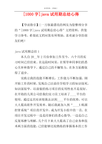 [1000字]java试用期总结心得