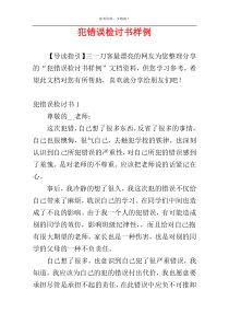 犯错误检讨书样例