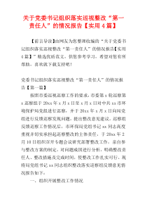 关于党委书记组织落实巡视整改“第一责任人”的情况报告【实用4篇】