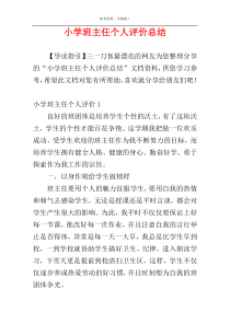 小学班主任个人评价总结