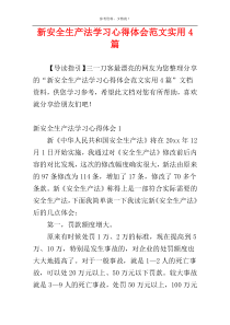 新安全生产法学习心得体会范文实用4篇