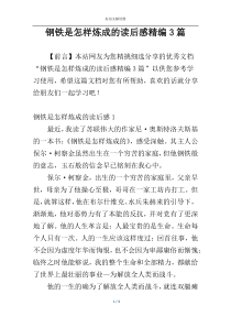 钢铁是怎样炼成的读后感精编3篇