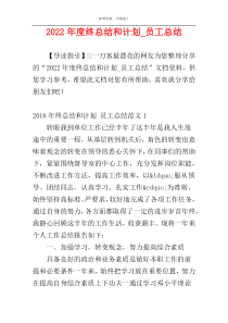 2022年度终总结和计划_员工总结