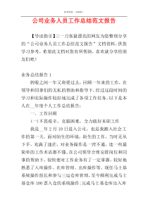 公司业务人员工作总结范文报告