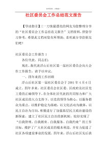 社区委员会工作总结范文报告