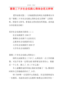 暑期三下乡社会实践心得体会范文样例