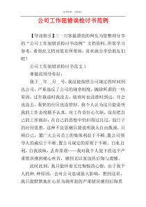 公司工作犯错误检讨书范例