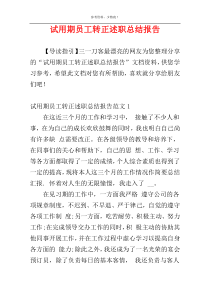 试用期员工转正述职总结报告