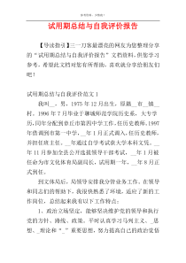 试用期总结与自我评价报告