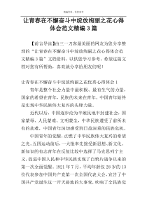 让青春在不懈奋斗中绽放绚丽之花心得体会范文精编3篇