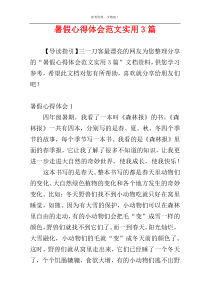 暑假心得体会范文实用3篇