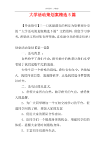 大学活动策划案精选5篇