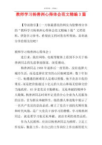 教师学习杨善洲心得体会范文精编3篇