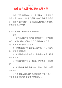 软件技术支持岗位职责实用5篇