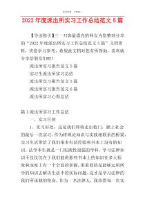 2022年度派出所实习工作总结范文5篇