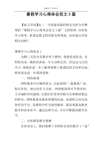 暑假学习心得体会范文3篇