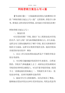 网络营销方案怎么写4篇