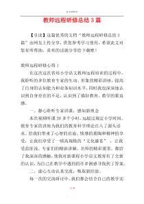 教师远程研修总结3篇