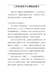 工作实训实习心得体会范文