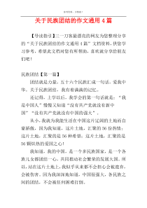 关于民族团结的作文通用4篇