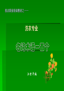 洗衣职业培训教材之《专业名词术语100个》