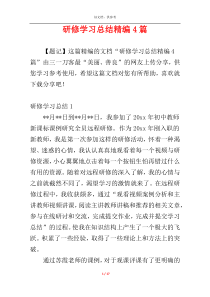 研修学习总结精编4篇