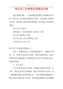 班主任工作表现自我鉴定示例