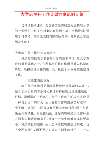 大学班主任工作计划方案范例5篇