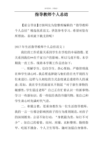 指导教师个人总结