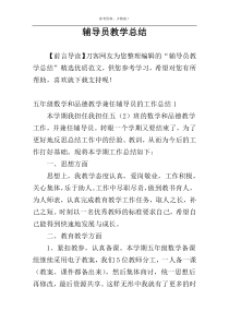 辅导员教学总结