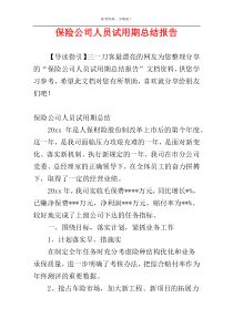 保险公司人员试用期总结报告