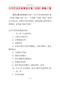 公司开业庆典策划方案（实例）精编3篇