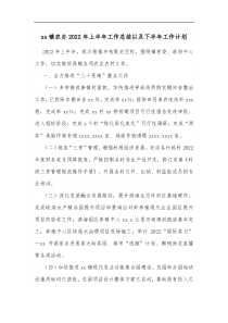 xx镇农办2022年上半年工作总结以及下半年工作计划