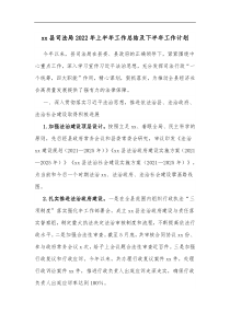 xx县司法局2022年上半年工作总结及下半年工作计划