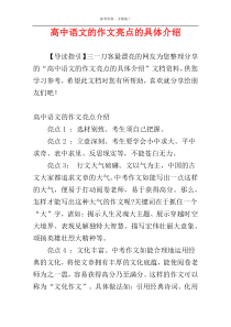 高中语文的作文亮点的具体介绍