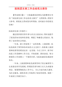 医院团支部工作总结范文报告