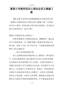 暑期小学教师培训心得体会范文精编5篇