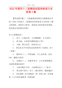 2022年度双十二促销活动宣传标语大全经典3篇