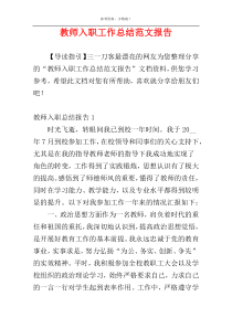 教师入职工作总结范文报告