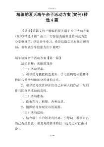 精编的夏天端午亲子活动方案(案例)精选4篇