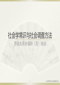 社会学常识与社会调查方法(劳动关系协调员培训)