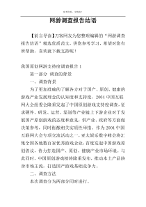 网游调查报告结语