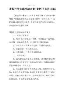 暑假社会实践活动方案(案例)（实用3篇）