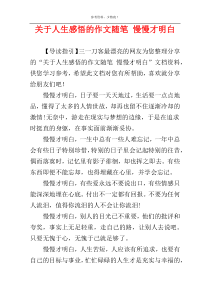 关于人生感悟的作文随笔 慢慢才明白