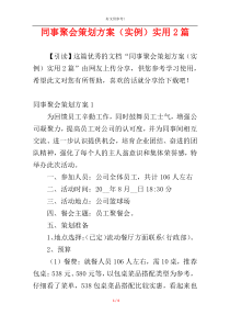 同事聚会策划方案（实例）实用2篇