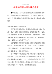 温暖的母亲中学生满分作文