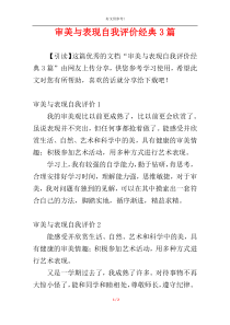 审美与表现自我评价经典3篇