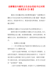 巡察整改专题民主生活会党组书记对照检查发言【5篇】